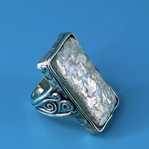 Roman Glass Ring in a .925 Sterling Silver setting